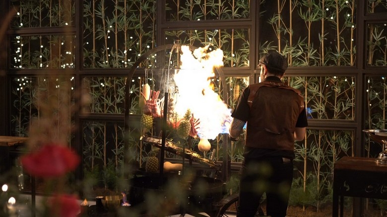 Main course meal with rice, meat, and vegetables