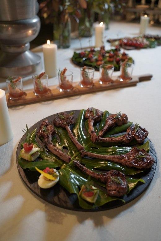 Mini barbecue set with skewers and grilled meat