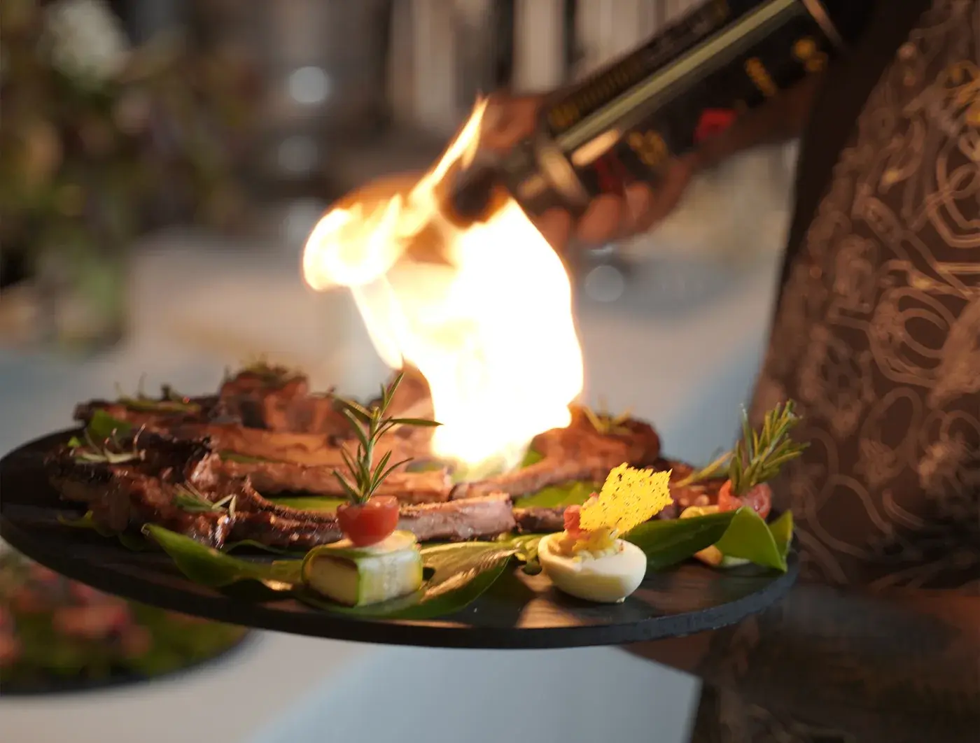 Finger food platter with sliders and canapés