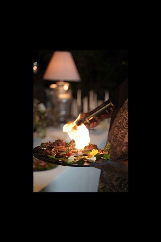 Finger food platter with sliders and canapés